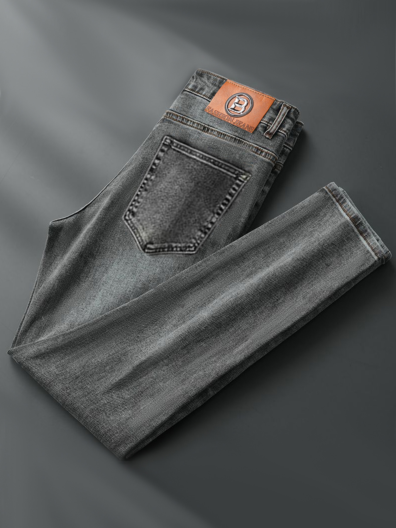 Jean slim straight gris pour homme | denim confortable extensible_voghion.com