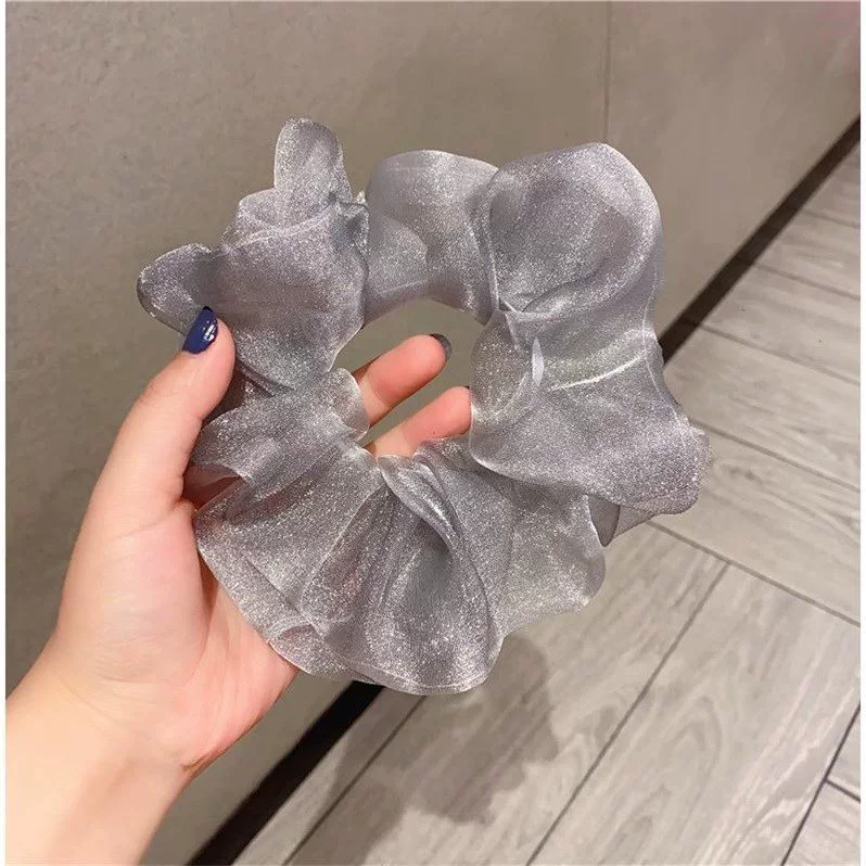 Large European Roots large intestine hair ring ~ Ins Korean version of the fairy, the hair rope net yarn BM pork large intestine loop jewelry head rope
