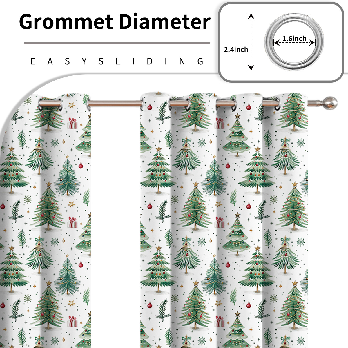 Cortina opacas perforadas del bosque navideño transfronterizo Amazon Cortina de decoración navideña europea y americana