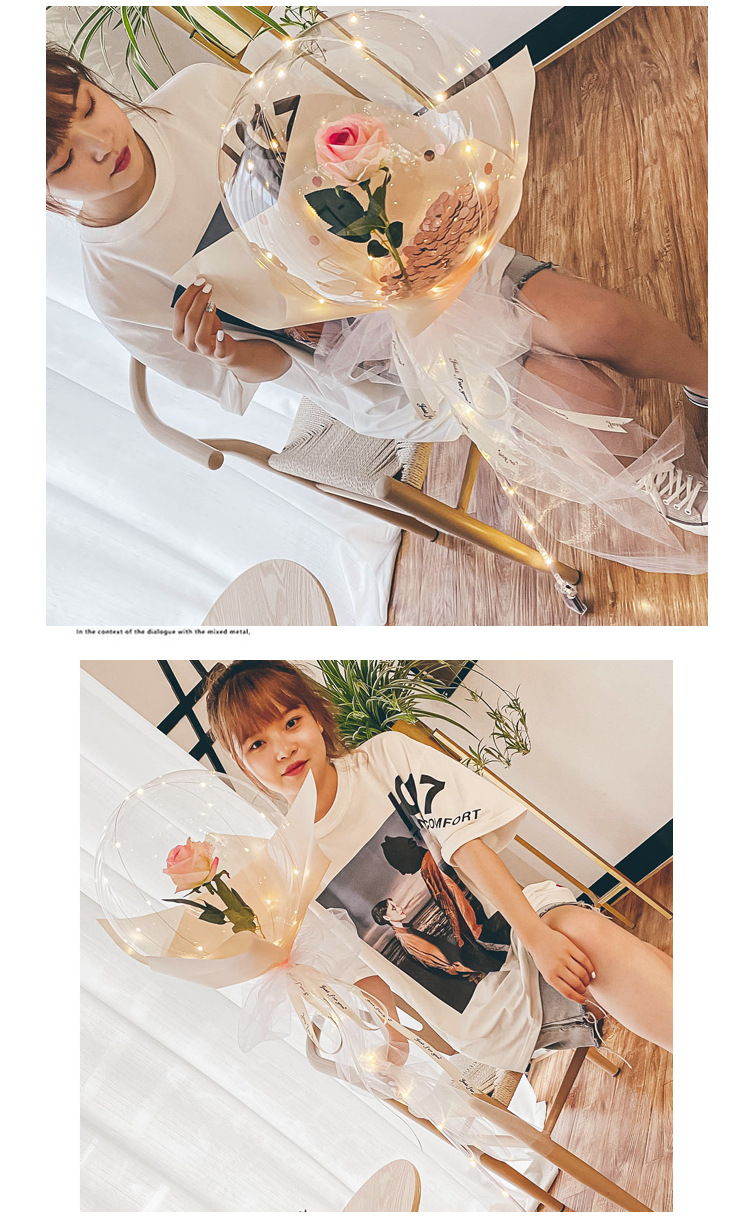 网红玫瑰花波波球发光透明带灯告白