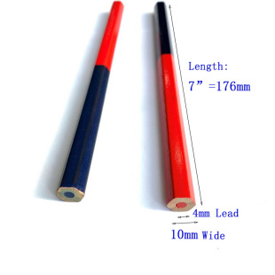 Mexico Guatemala Foreign Trade 176mm Long 10mm Wide 4mm Lead Red and Blue Double Color Hexagonal Woodworking Pencil