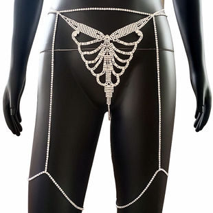 European and American fashion sexy body chain suit sexy luxury low waist Diamond waist leg chain full rhinestone thong diamond accessories