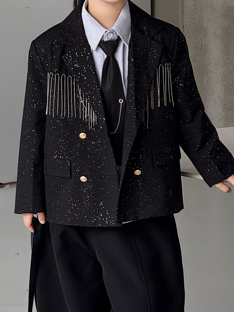 25709 Светло-черный однотонный костюм Star Point