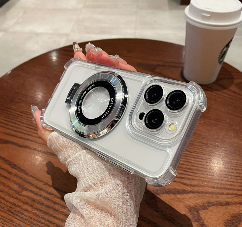 Bolsa de aire de cuatro esquinas transparente simple para iphone15 Apple 16ProMax funda para teléfono móvil 13 soporte de patrón de CD para hombres y mujeres