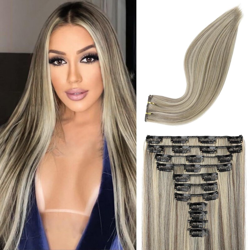 11-Piece Set 24inch Long Straight Hair Extensions Black Multi-Color Wig Natural Soft Synthetic Women's Wig Wholesale