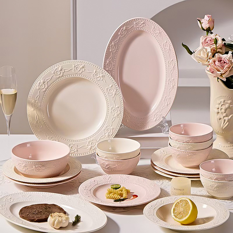 Tableware Set, Yogurt Bowl, Instant Noodle Bowl, Soup Bowl, Rice Bowl, Flat Plate, Fish Plate, Strawberry Embossed Bowl and Plate Set, Household Bowl and Plate Set Tableware Set, Yogurt Bowl, Instant Noodle Bowl, Soup Bowl, Rice Bowl, Flat Plate, Fish Plate, Strawberry Embossed Bowl and Plate Set, Household Bowl and Plate Set