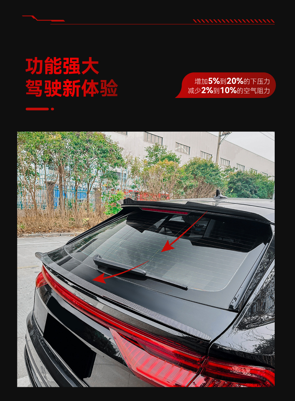 Suitable for 2019+ Audi Q8 Sq8 Sline Blade Center Wing Rear Wing Fixed Wind Wing Spoiler Cross-Border Modification