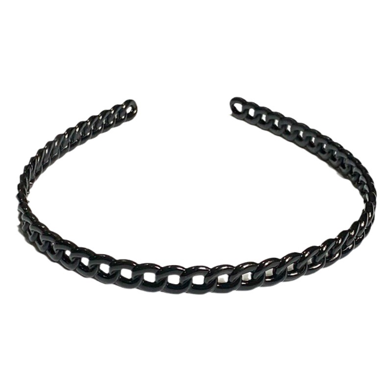 1CM de ancho diadema cadena negro simple diadema dentada antideslizante hombres y mujeres diadema horquilla hecha a mano DIY accesorios para el cabello
