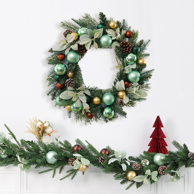 圣诞节装饰品场景布置藤条挂饰门饰花环商场酒店橱窗摆件创意礼物