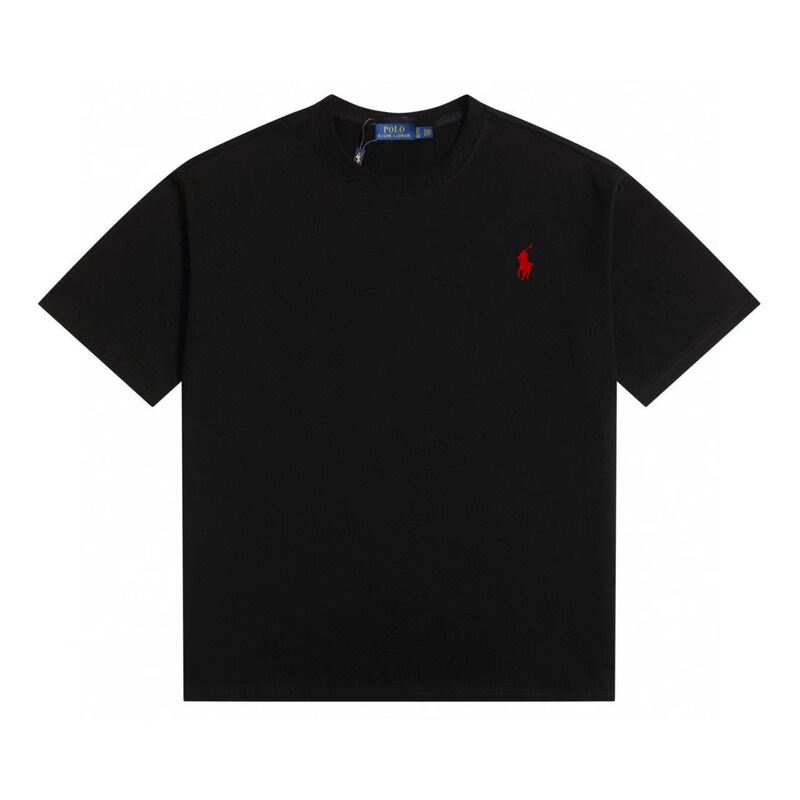 2025 Summer Ready Stock Rl Raff Pony Logo Embroidered Men's and Women's Round Neck Short-Sleeved T-Shirts Versatile Casual Cotton Round Neck T-Shirts