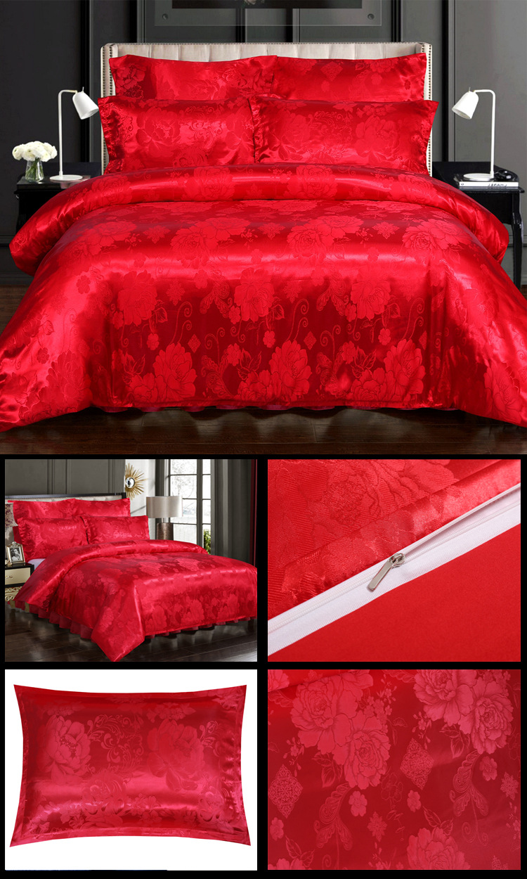 Set copripiumino jacquard in raso stile europeo da tre pezzi, Nantong_voghion.com