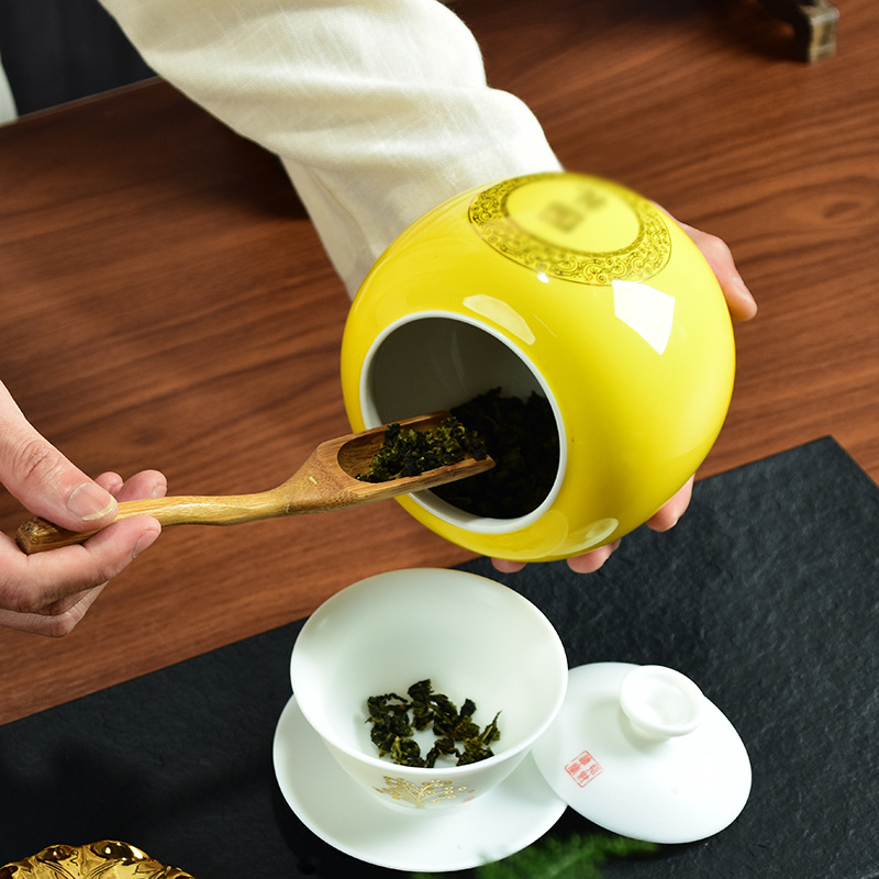 Tea Can Ceramic Gift Tea Seal Can Wholesale Green Tea Black Tea Packaging Storage Can Gift With Logo Printing