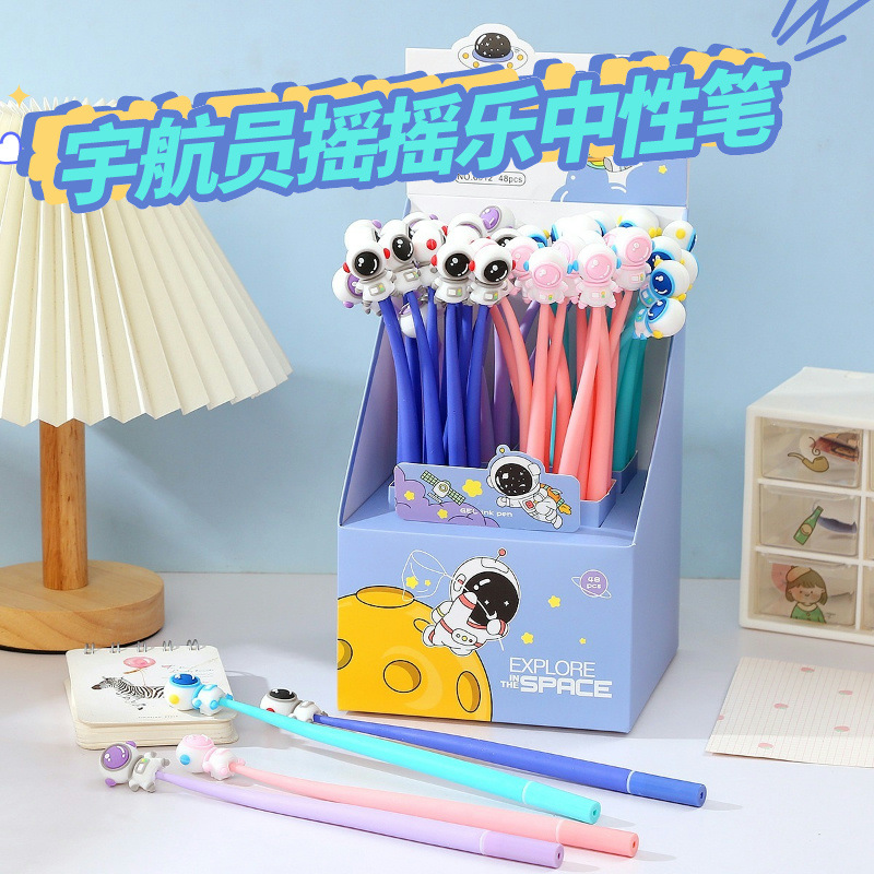 Nuevos astronautas astronautas bolígrafo neutro de goma suave agitar música para regalar premios de dibujos animados bolígrafo neutro creativo para estudiantes