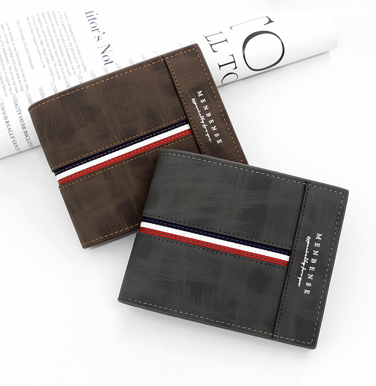 Men's Stripe Pu Leather Open Wallets display picture 1