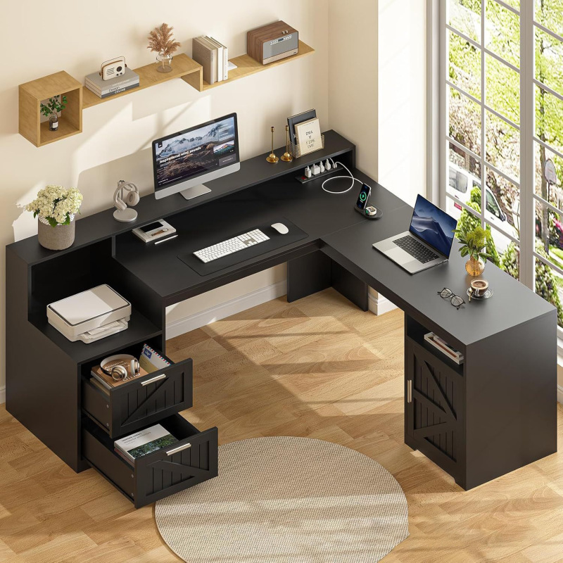 Simple Workbench Table, Corner Gaming Table, Computer Desk, Desktop Home L-Shaped Desk, Bookshelf Integrated Study Table Simple Workbench Table, Corner Gaming Table, Computer Desk, Desktop Home L-Shaped Desk, Bookshelf Integrated Study Table