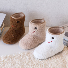 跨境外贸防滑儿童毛毛靴冬季加绒保暖宝宝鞋可爱笑脸女童雪地靴