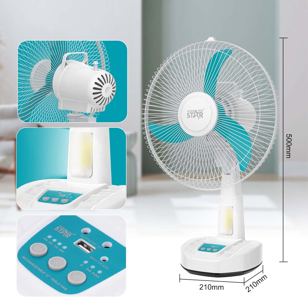 Winning star transfronterizo ABS de 12 pulgadas ventilador de tres páginas velocidad del viento de tres velocidades con sacudir la cabeza Ventilador eléctrico de escritorio AC/DC