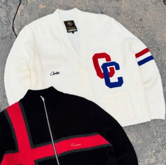 Corteiz Cardigan Jacquard Knit White