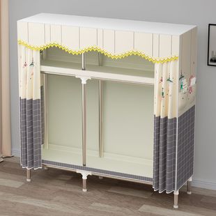2025 Simple Wardrobe Rental Home Bedroom Reinforced Thickened Steel Pipe Strong and Durable Assembled Cloth Wardrobe