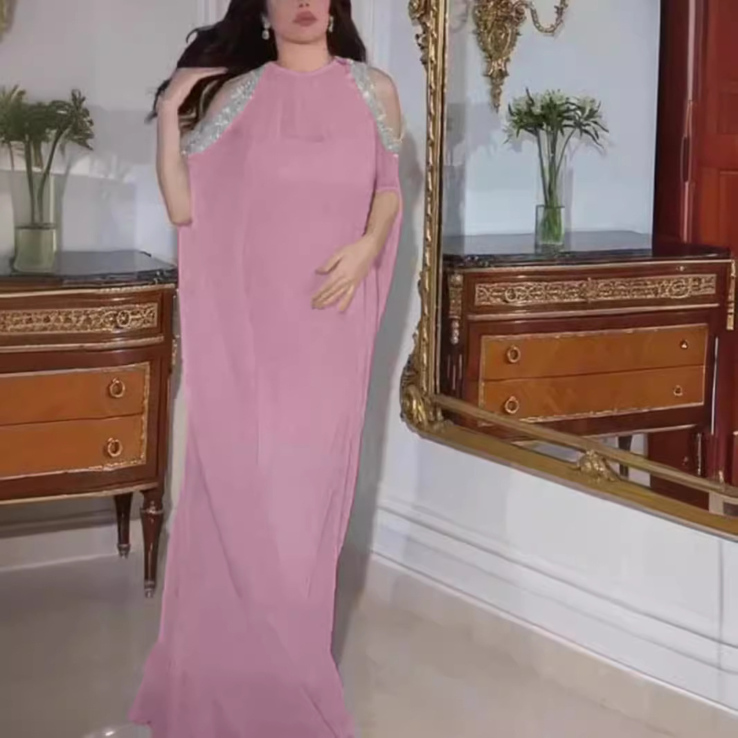 Conjunto de Dos Piezas de Vestido de Noche de Gasa con Lentejuelas y Capa, Estilo Europeo y Americano, Elegante y Sexy, Primavera/Verano 2023