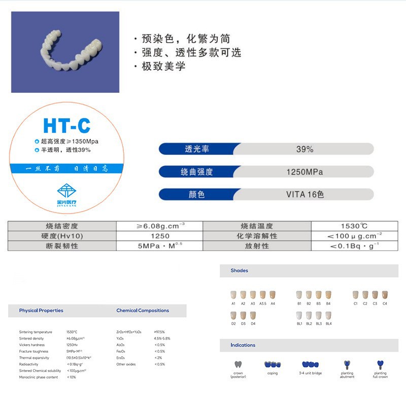 Bloqueo de zirconio dental Bloqueo de zirconio dental Bloqueo de zirconio multicapa Bloqueo de zirconio blanco Bloqueo de zirconio ultrapermeable dental