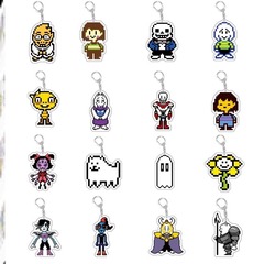 伝说の下で周辺のキーチェーンのUNDERTALEの両面の硬いブラシのアクリルのキーチェーンのペンダントの現物の秒発