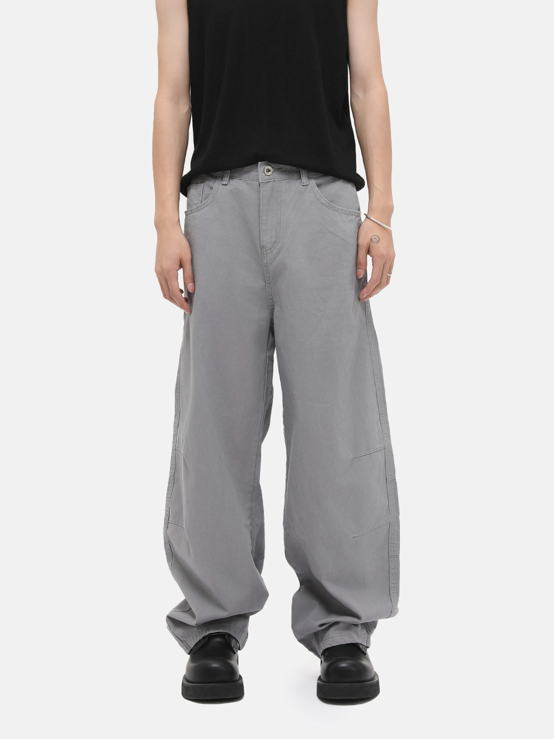 MTLCLOTHES para hombre | American High Street lavado diseño plisado holgado todo-fósforo machete jeans casual