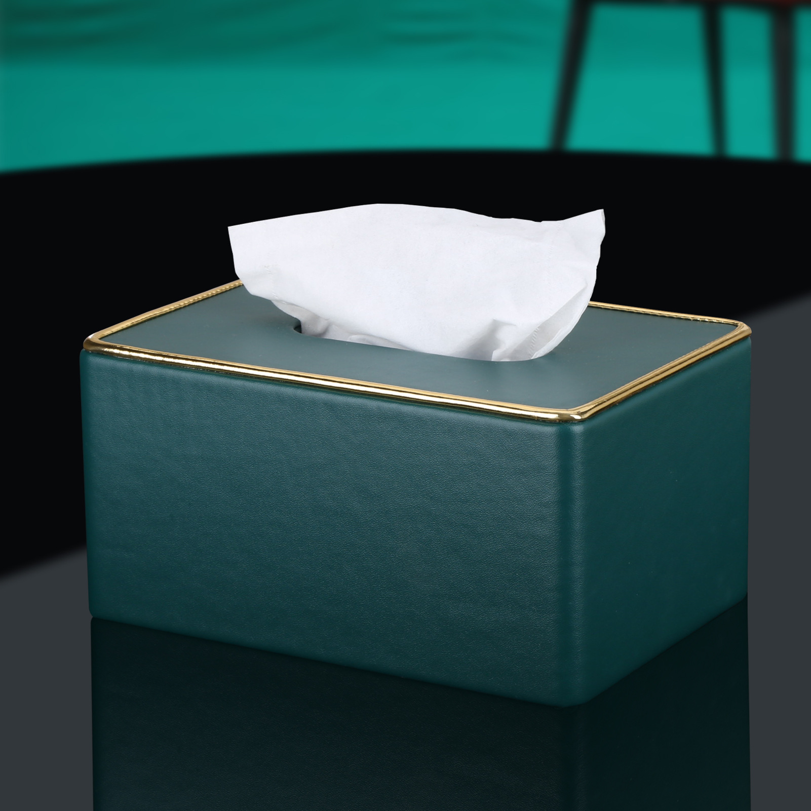 北欧风墨绿色抽纸盒抽取式纸巾盒客厅收纳商用家用纸抽盒皮革批发|ru