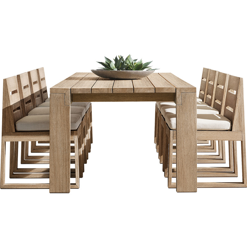 Nordic ocio al aire libre patio mesa y silla combinación teca Villa Jardín de madera maciza anticorrosión madera mesa al aire libre protección solar a prueba de agua image 6