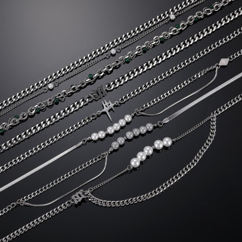 Fashion Geometric Titanium Steel Polishing Layered Necklaces 1 Piece