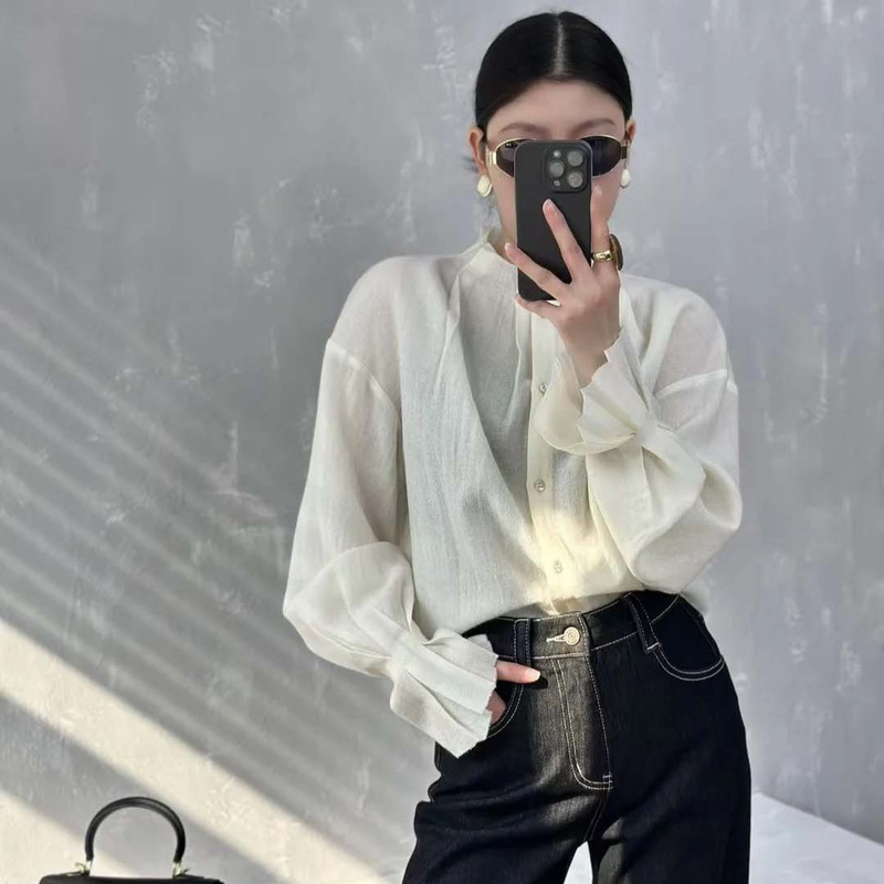 Exquisite goddess coat!! Cashmere collar lace pleated horn sleeve shirt ~ upper body effect is wow