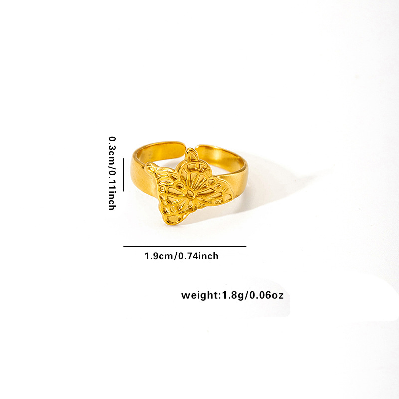 5g Weight Wholesale Jewelry Elegant Human Face Heart Shape Flower Titanium Steel Open Rings