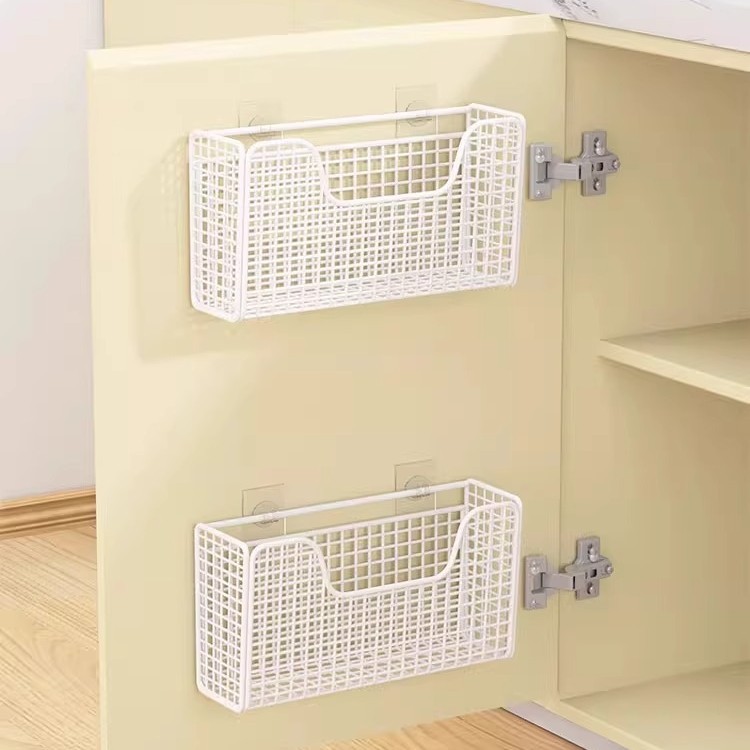Kitchen Cabinet Door Inner Storage Box Wall-Mounted Punch-Free Storage Cabinet Door Refrigerator Plastic Wrap Storage Rack