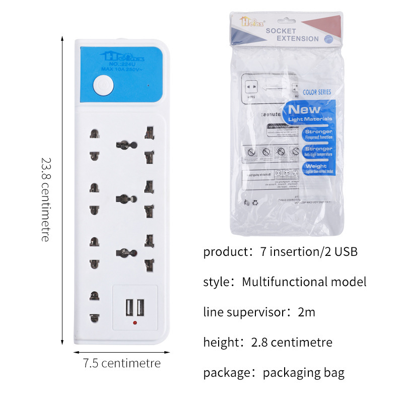 Multi-enchufe África exportación de comercio exterior de Oriente Medio exportación 3 4 5 filas tres cuatro cinco enchufe de alimentación USB placa de conexión