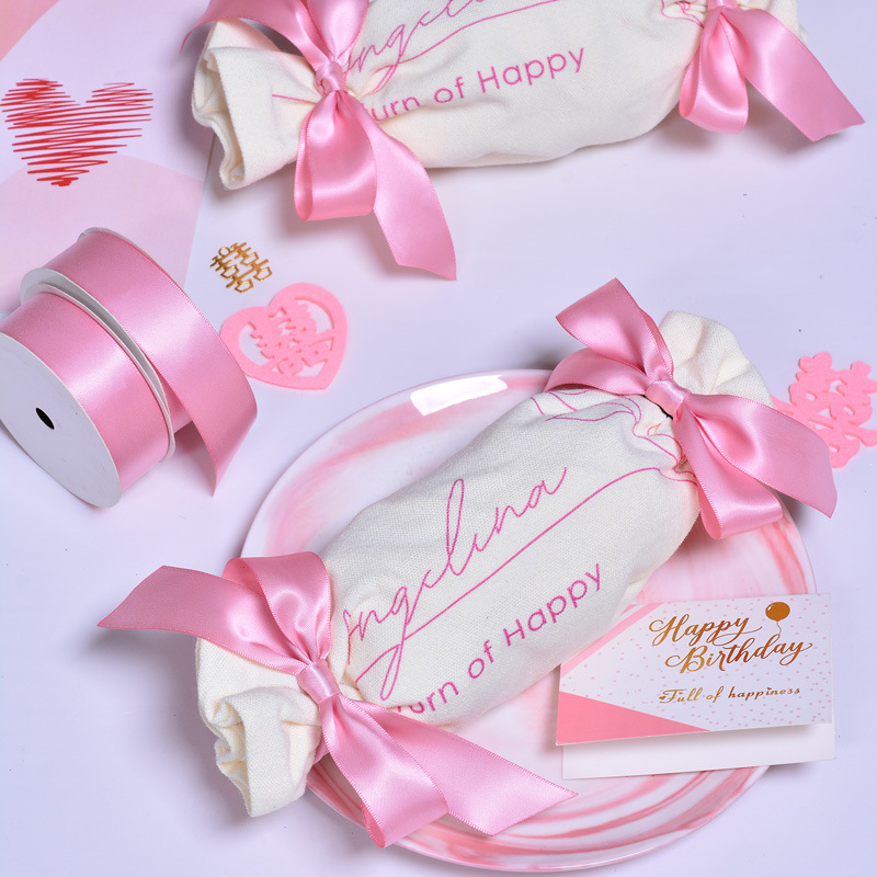 Yao Ming cinta directa de fábrica de cinta de poliéster de satén de doble cara regalo accesorios decorativos de la ropa cinta serie Rosa