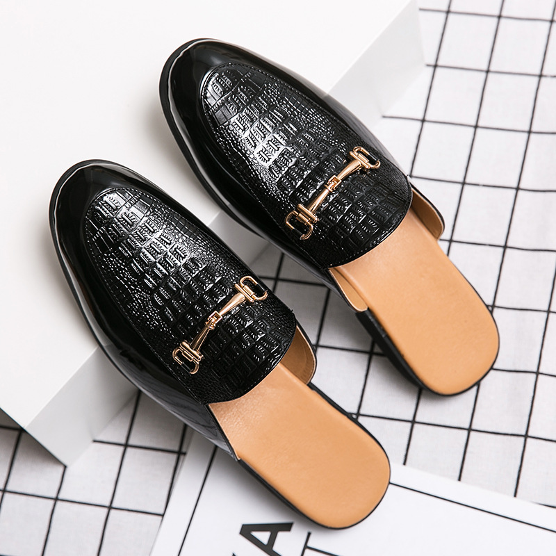 Fashion Men's Closed-Toe Autumn New Soft Sole Backless Lazy Leather Shoes British Style Large Size Half Slippers Sandals_vogvips.com