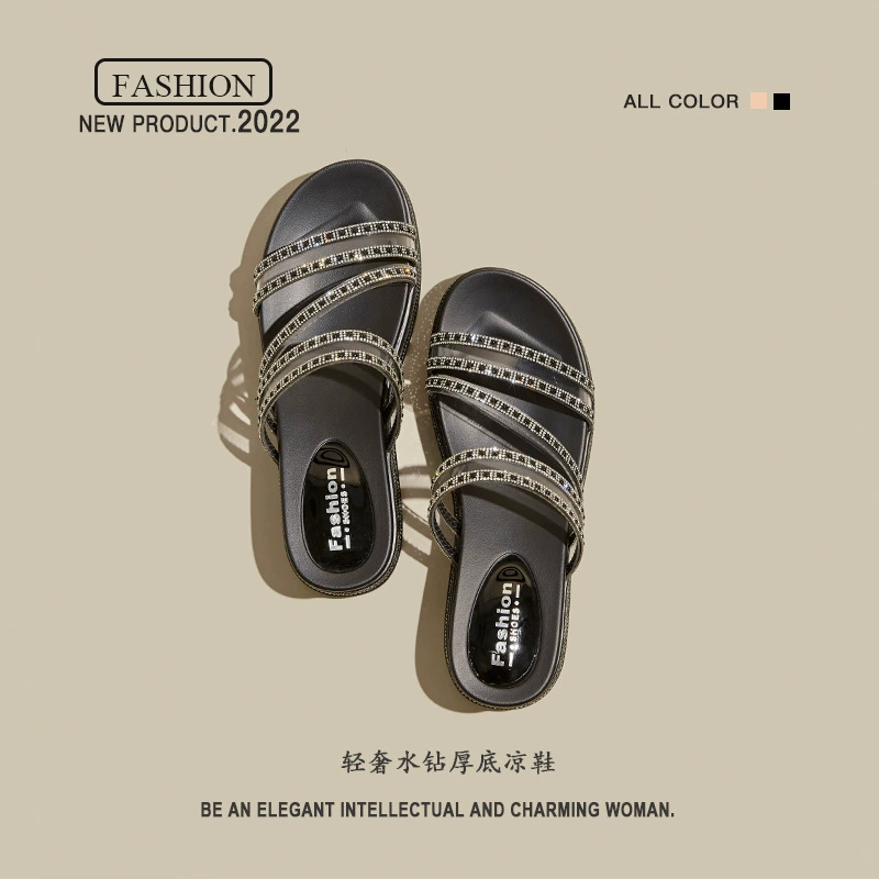Summer slippers, beach slide platform for leisure, shoes, Korean style