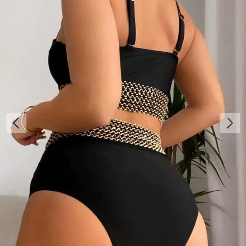 (Cross-border trading), разделяемый sexy черный купальник, Amazon, европейский стиль, высокий пояс