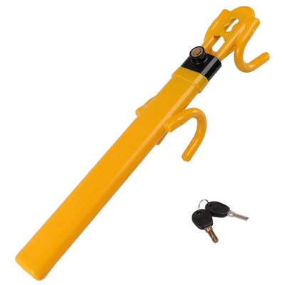 Fabian car double hook lock car U-shaped self-defense steering wheel multi-function steering wheel adjustable telescopic anti-theft lock (Car lock) - yellow-hollow-style