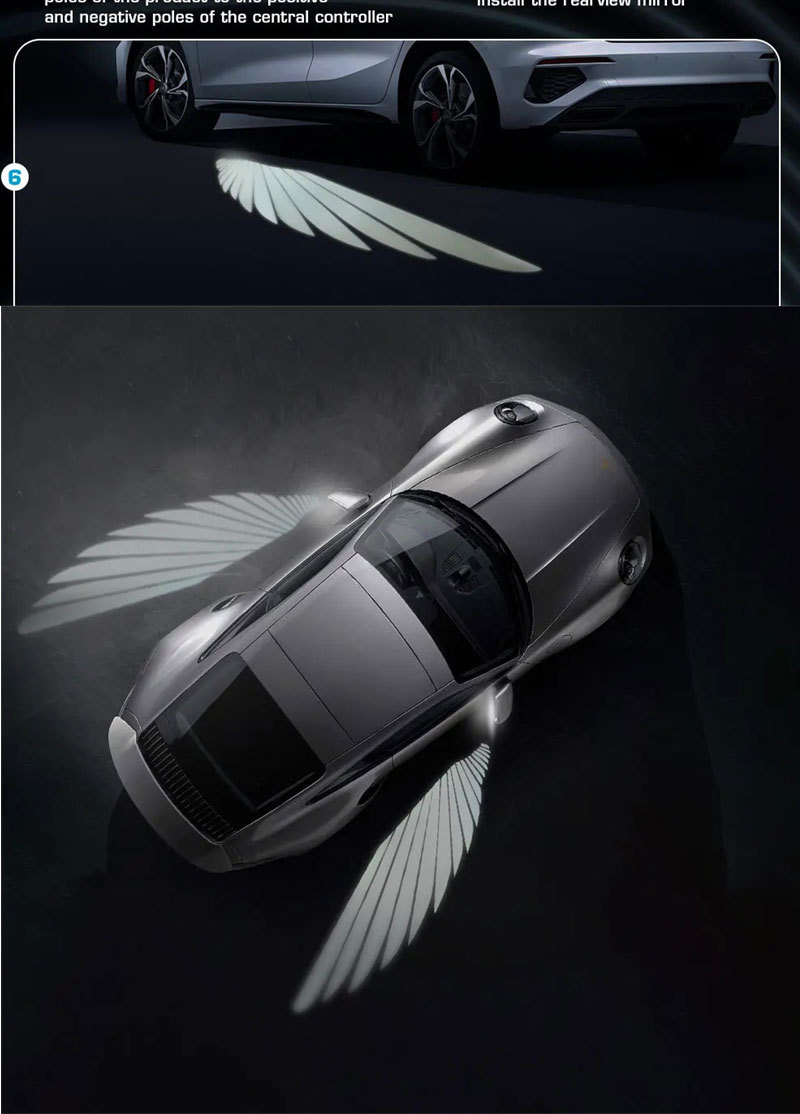 Universal Car Rearview Mirror Angel Wings Welcome Light Carpet Light Projector Lighting Carpet Light Led Projector Lighting