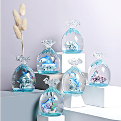 Personalized dolphin quicksand timer decompression water drop oil drop net celebrity crystal hourglass liquid ocean ornaments pen holder