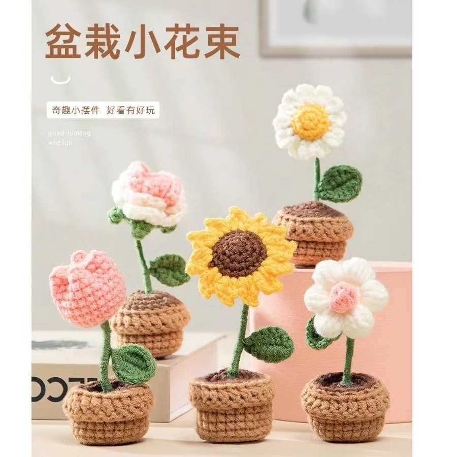 Mini potted small bouquet hand-woven flo...