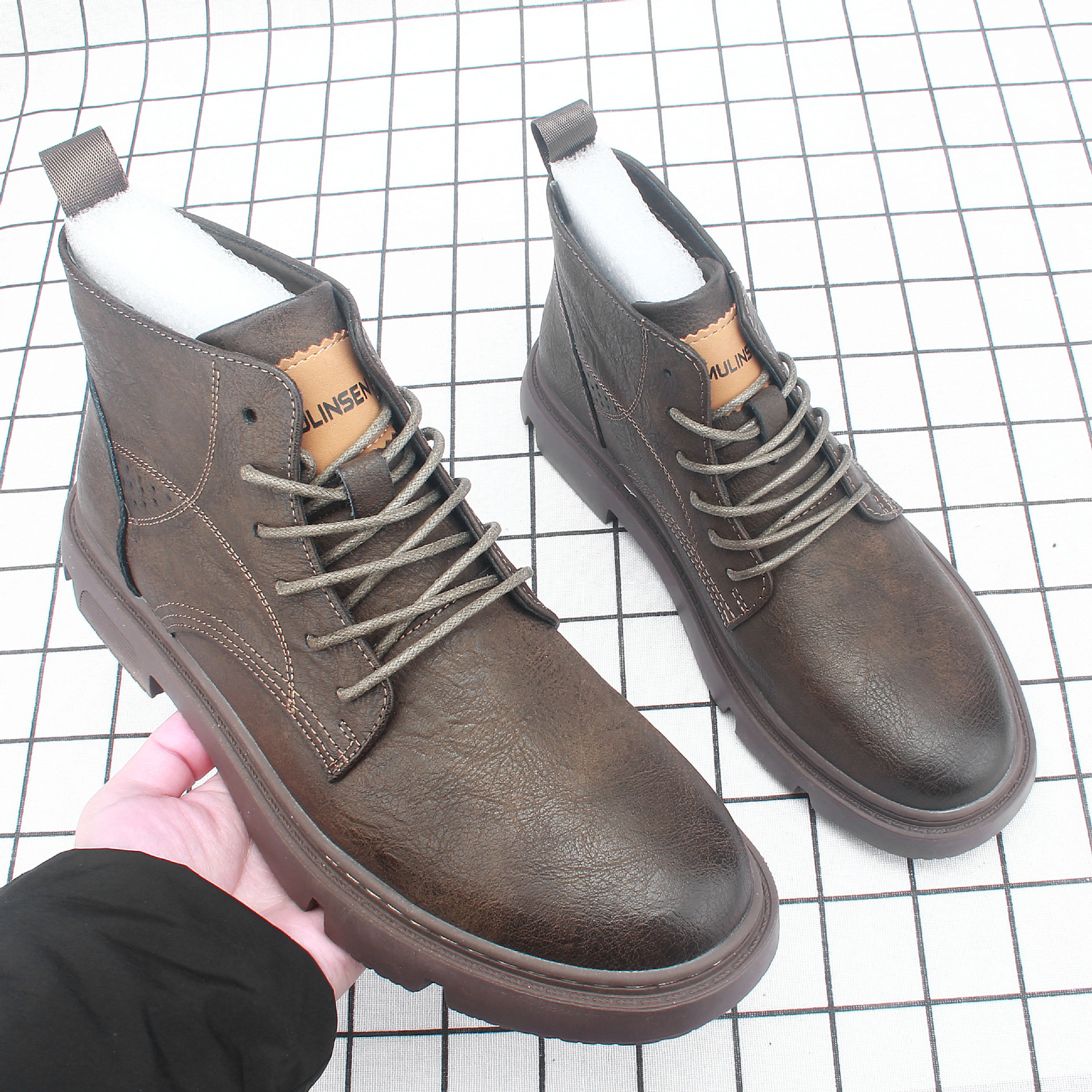 �ﶬ��װѥ2022�¿�Ӣ����ʿ����ѥ��������ϵ���߰�ԲͷƤѥ391