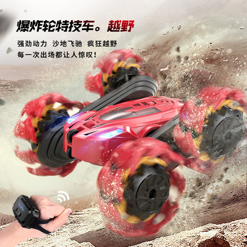 Cross-border children's double-sided stunt car explosion wheel gesture sensing remote control car toy drift car off-road vehicle rc racing