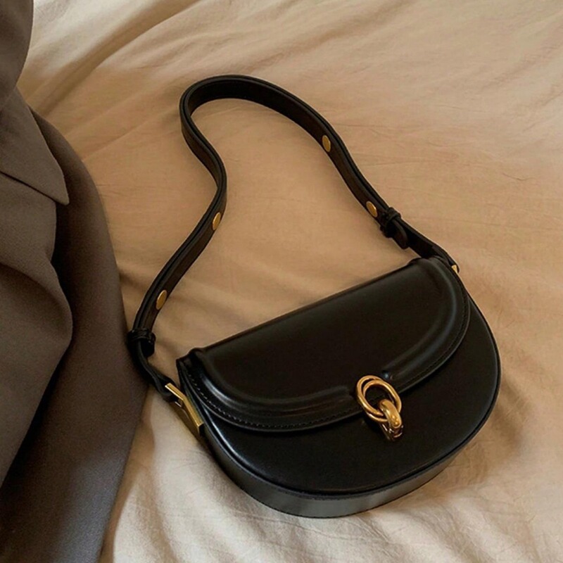 Fashionable, Simple, Versatile, Trendy, Retro Women's Solid Color Acrylic Arc Saddle Bag, Crossbody Shoulder Handbag for Women Fashionable, Simple, Versatile, Trendy, Retro Women's Solid Color Acrylic Arc Saddle Bag, Crossbody Shoulder Handbag for Women