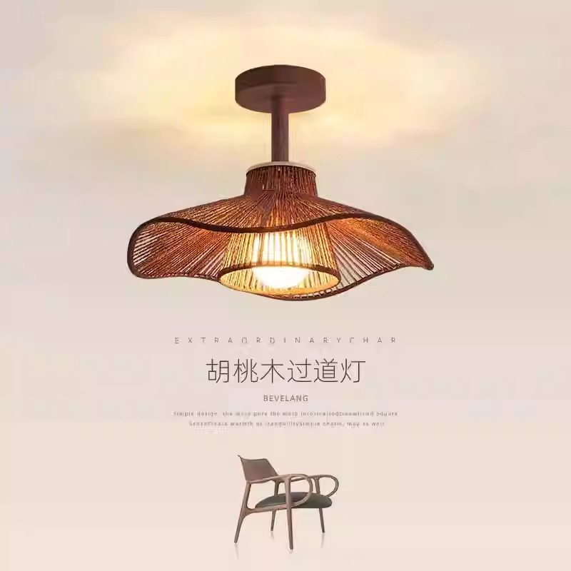 Lámpara de pasillo de viento silencioso retro japonesa puerta de entrada balcón escalera dormitorio comedor lámparas
