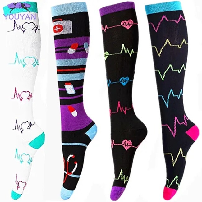 Tight Sports Socks for Men and Women Best Graduation Breathable Nursing Socks for Running Hiking Flight Travel
