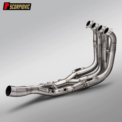 S1000RR titanium alloy front exhaust pipe, motorcycle exhaust modification for S1000R, connects to the original tail section