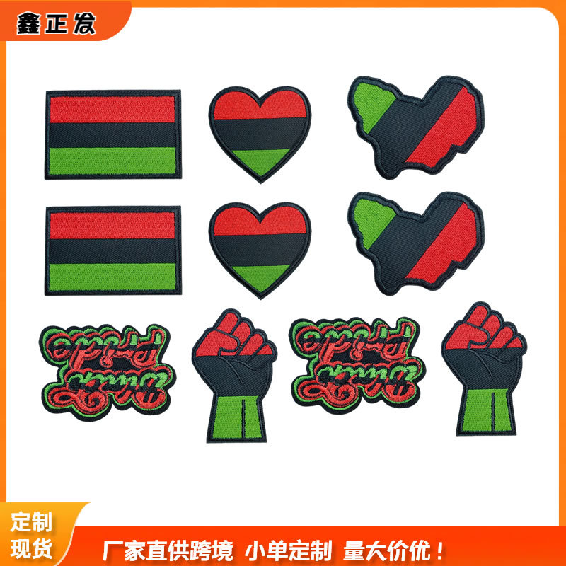 跨境新款刺绣花黑人历史布贴背胶章补丁衣服外套装饰品辅料手工DI