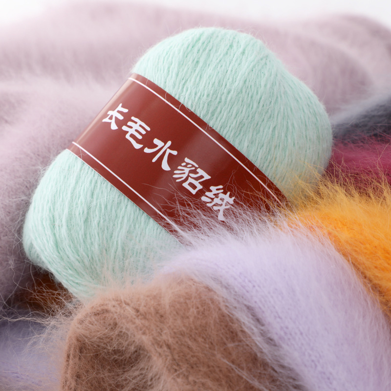 Foreign Trade Mink Velvet Wool Angora Elongated Rabbit Yarn 14/2 Medium Thick Hand-Knitted Wool Ball Wool Thread